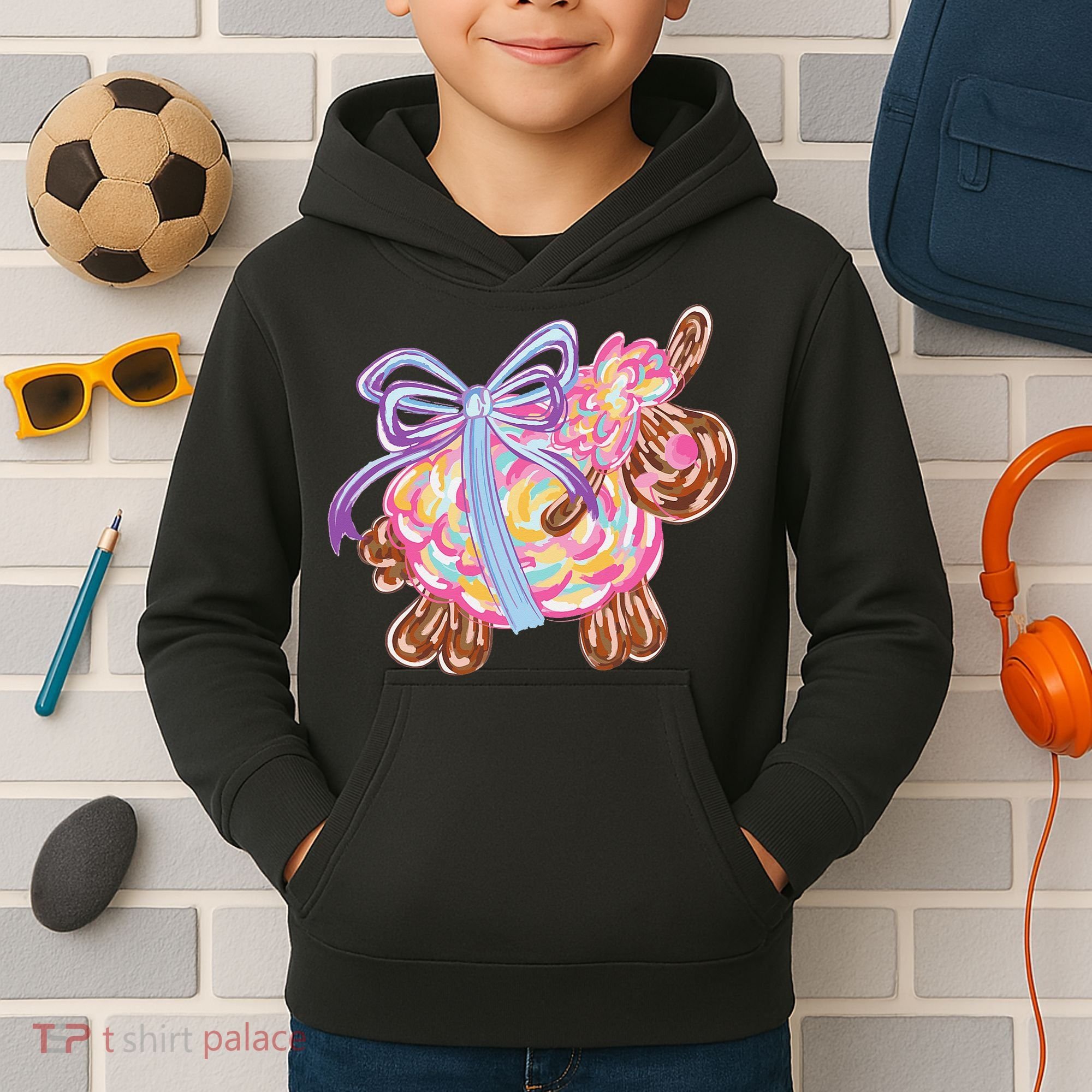 Coquette Lamb Sheep Happy Easter Kids Hoodie
