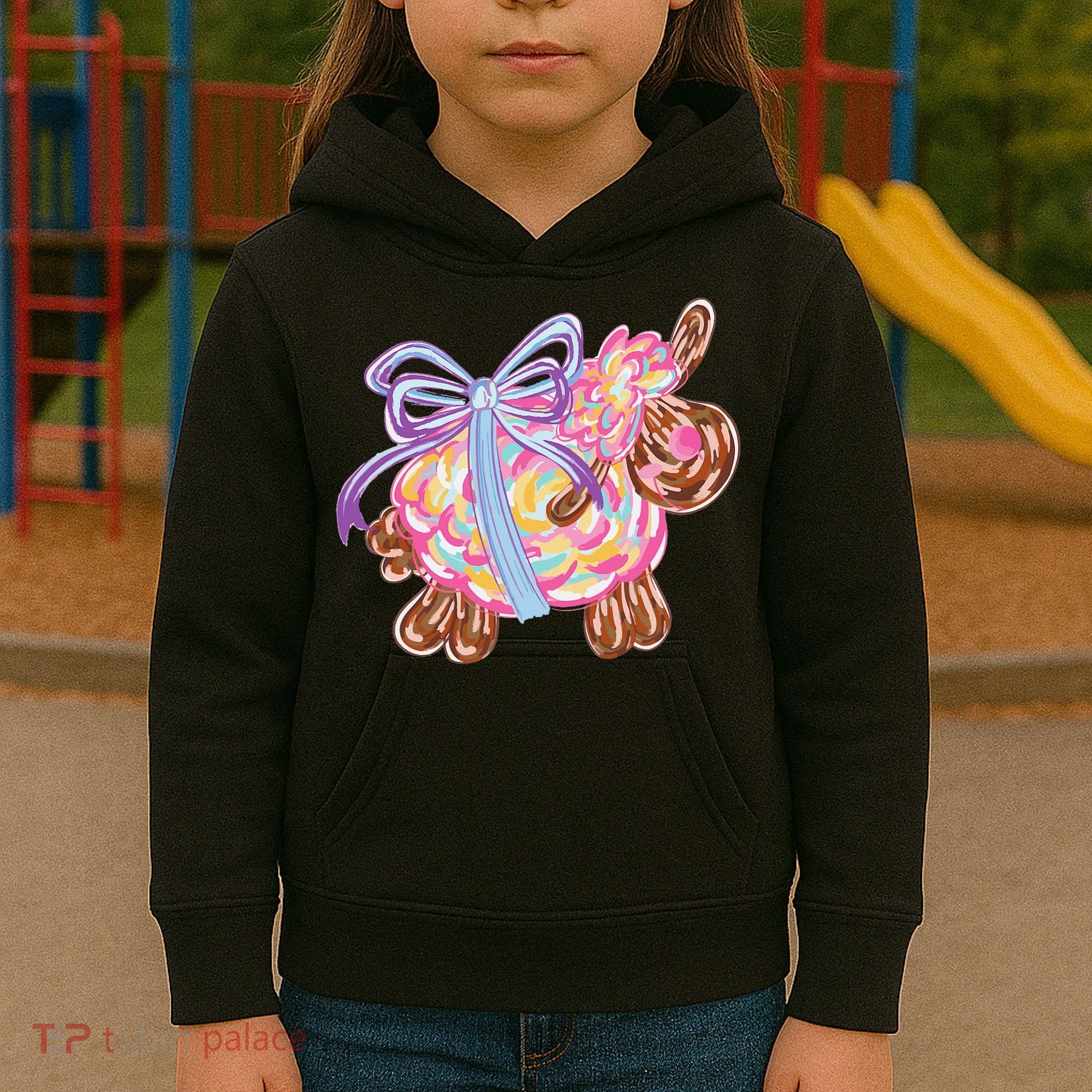 Coquette Lamb Sheep Happy Easter Kids Hoodie