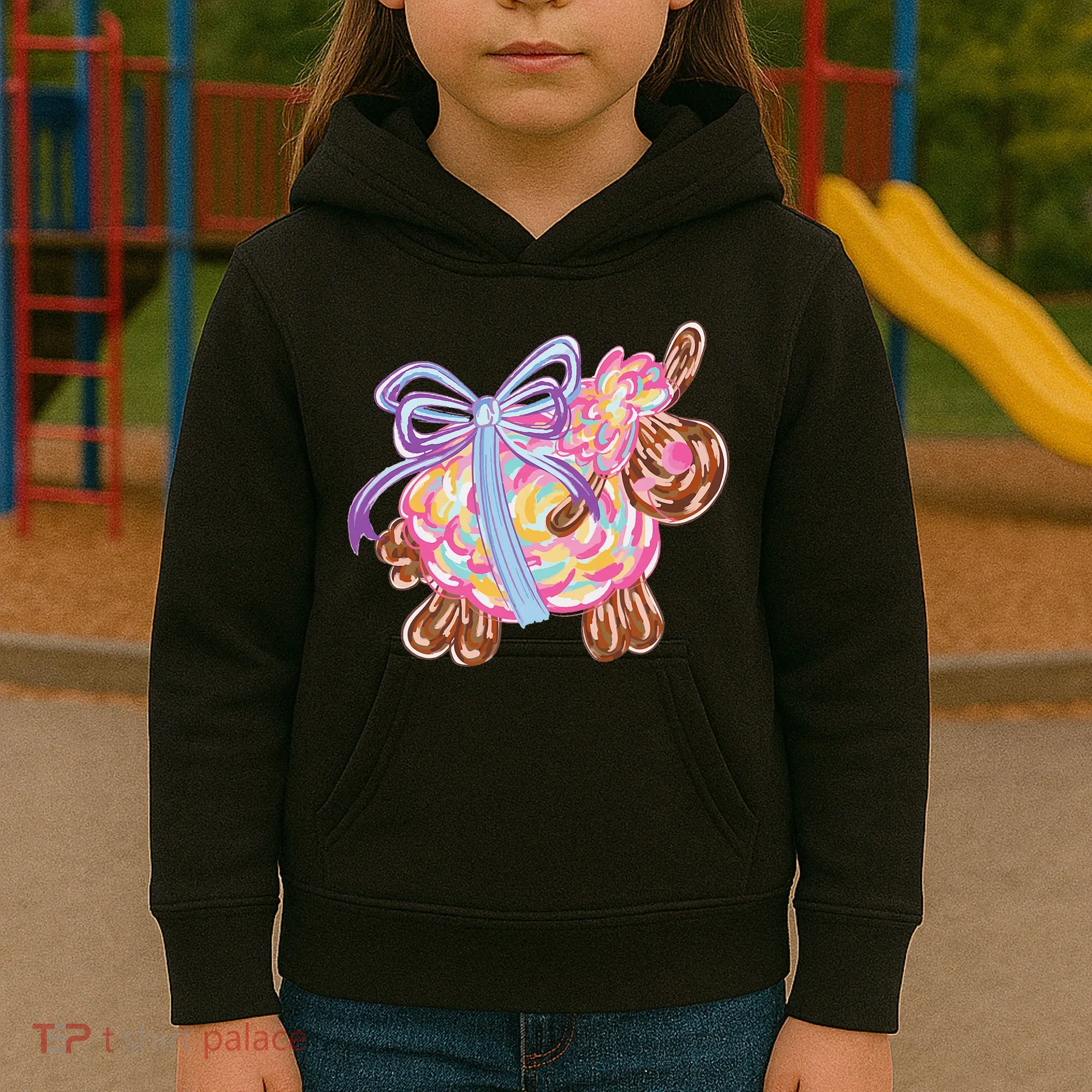 Coquette Lamb Sheep Happy Easter Kids Hoodie