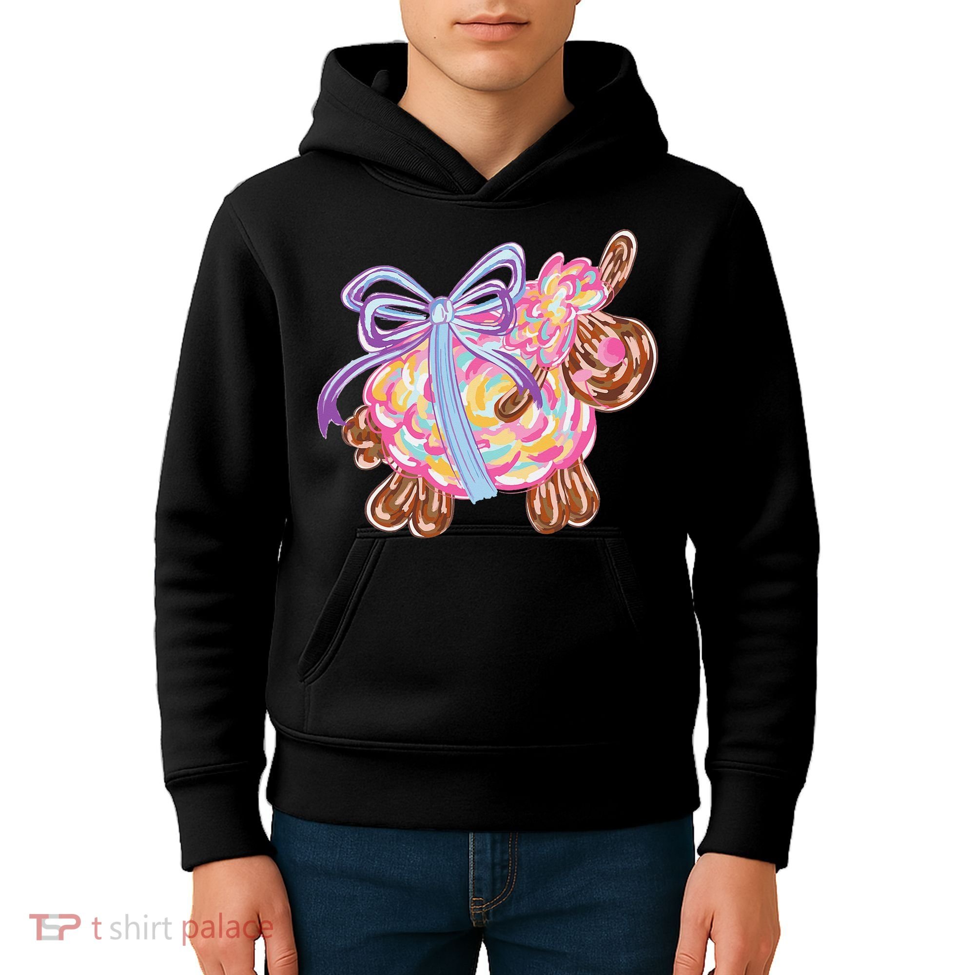 Coquette Lamb Sheep Happy Easter Kids Hoodie