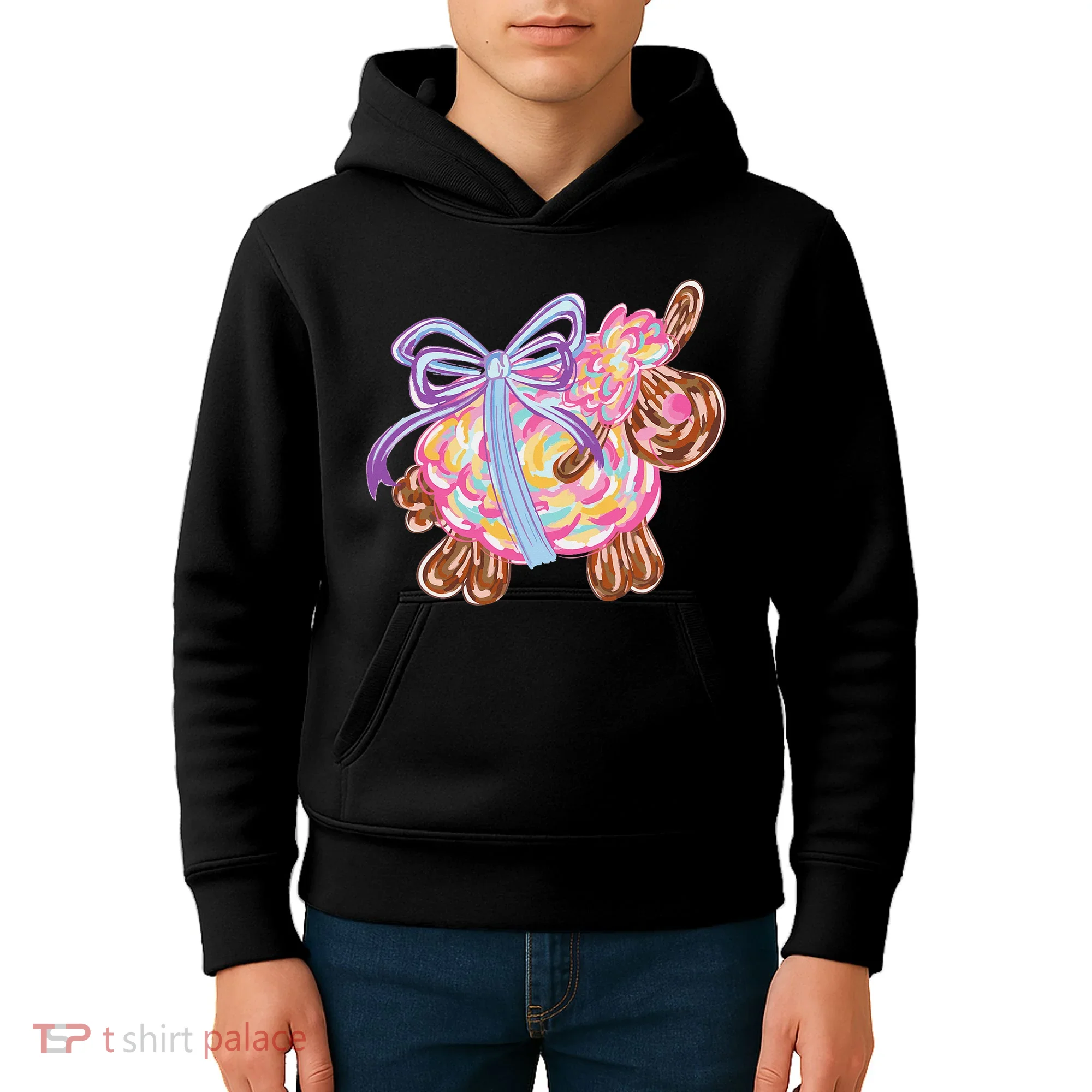 Coquette Lamb Sheep Happy Easter Kids Hoodie