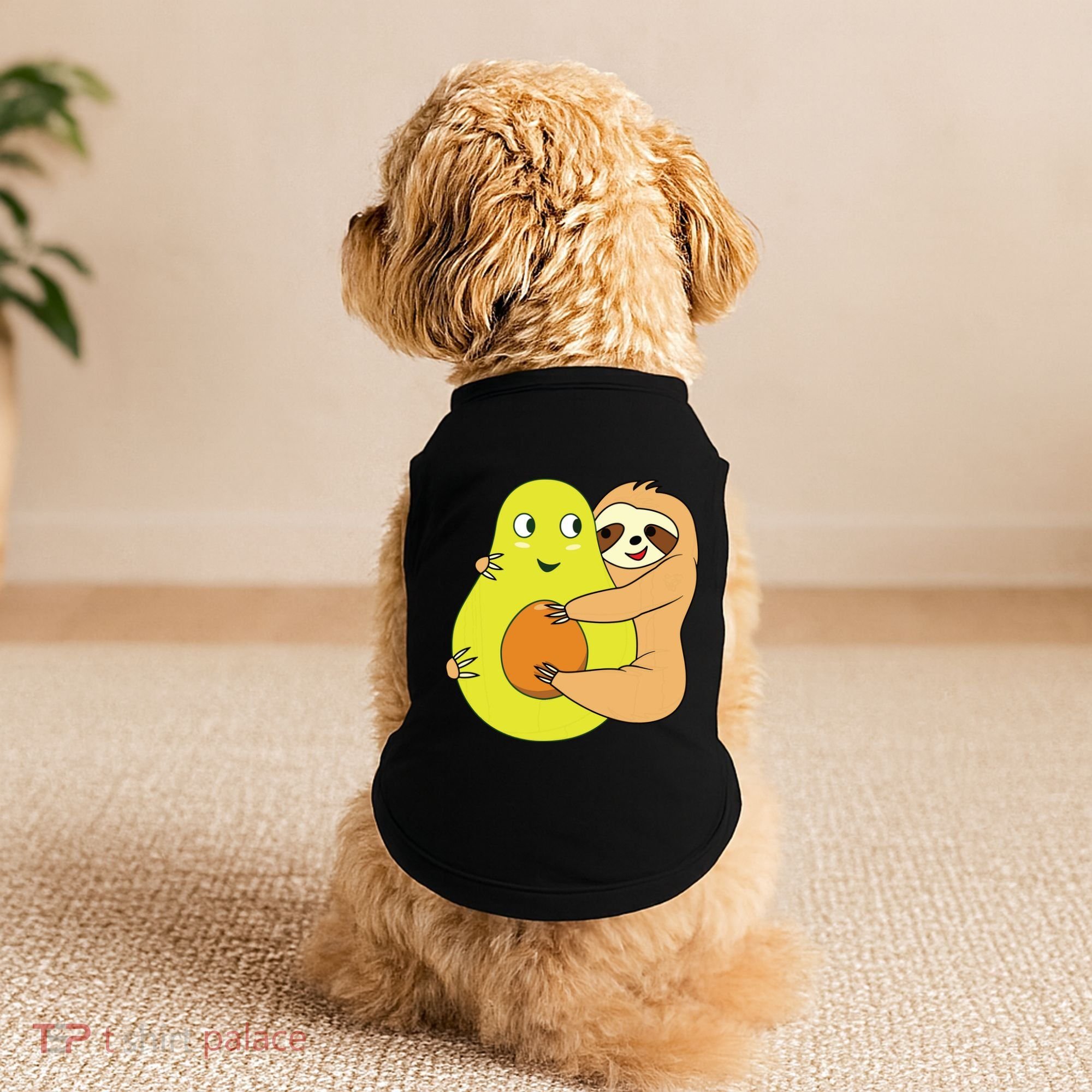 Cute Lazy Sloth Animal Avocado Lover Hugging Doggie Tank