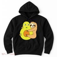 Cute Lazy Sloth Animal Avocado Lover Hugging Hoodie thumb 0