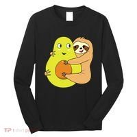 Cute Lazy Sloth Animal Avocado Lover Hugging Long Sleeve Shirt thumb 0