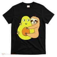 Cute Lazy Sloth Animal Avocado Lover Hugging T-Shirt thumb 0