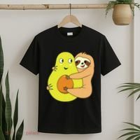 Cute Lazy Sloth Animal Avocado Lover Hugging T-Shirt thumb 2