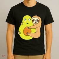 Cute Lazy Sloth Animal Avocado Lover Hugging T-Shirt thumb 3