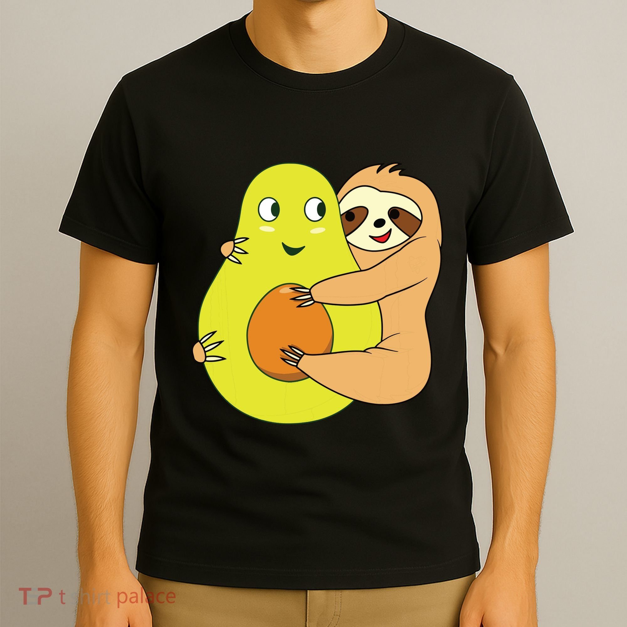 Cute Lazy Sloth Animal Avocado Lover Hugging T-Shirt