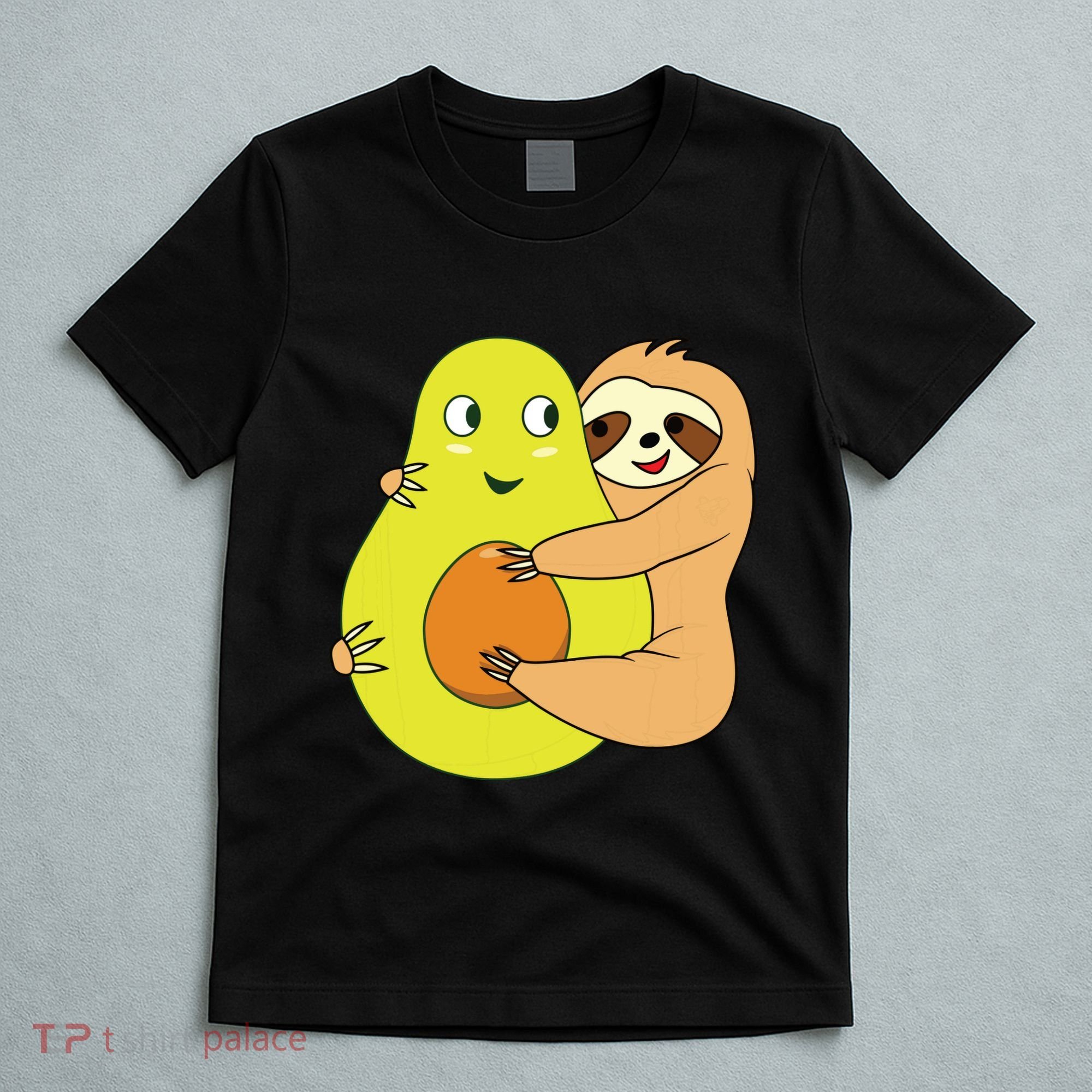 Cute Lazy Sloth Animal Avocado Lover Hugging T-Shirt