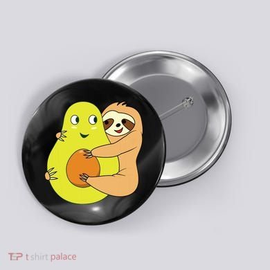 Cute Lazy Sloth Animal Avocado Lover Hugging Button