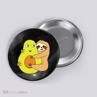 Cute Lazy Sloth Animal Avocado Lover Hugging Button thumb 0