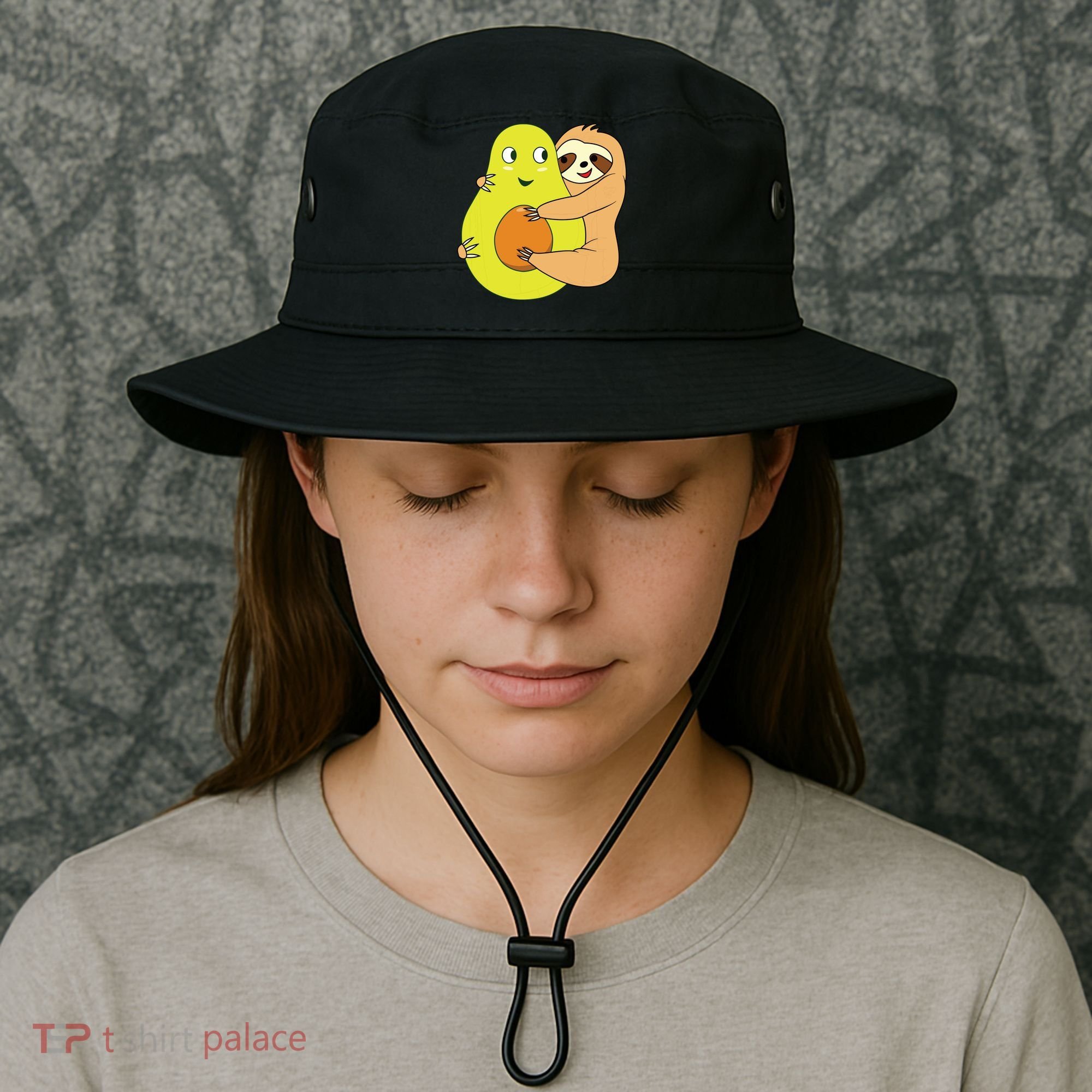 Cute Lazy Sloth Animal Avocado Lover Hugging Bucket Hat