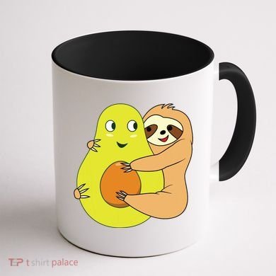 Cute Lazy Sloth Animal Avocado Lover Hugging Coffee Mug back