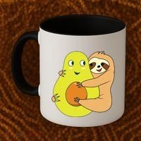Cute Lazy Sloth Animal Avocado Lover Hugging Coffee Mug thumb 2