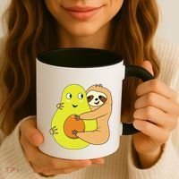 Cute Lazy Sloth Animal Avocado Lover Hugging Coffee Mug thumb 3