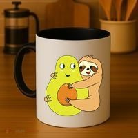 Cute Lazy Sloth Animal Avocado Lover Hugging Coffee Mug thumb 4