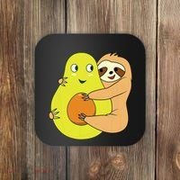 Cute Lazy Sloth Animal Avocado Lover Hugging Coaster thumb 0