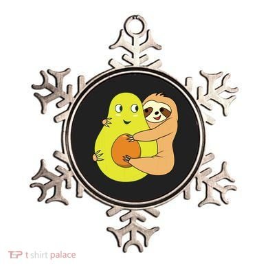 Cute Lazy Sloth Animal Avocado Lover Hugging Ornament