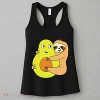 Cute Lazy Sloth Animal Avocado Lover Hugging Women's Tank Top thumb 3