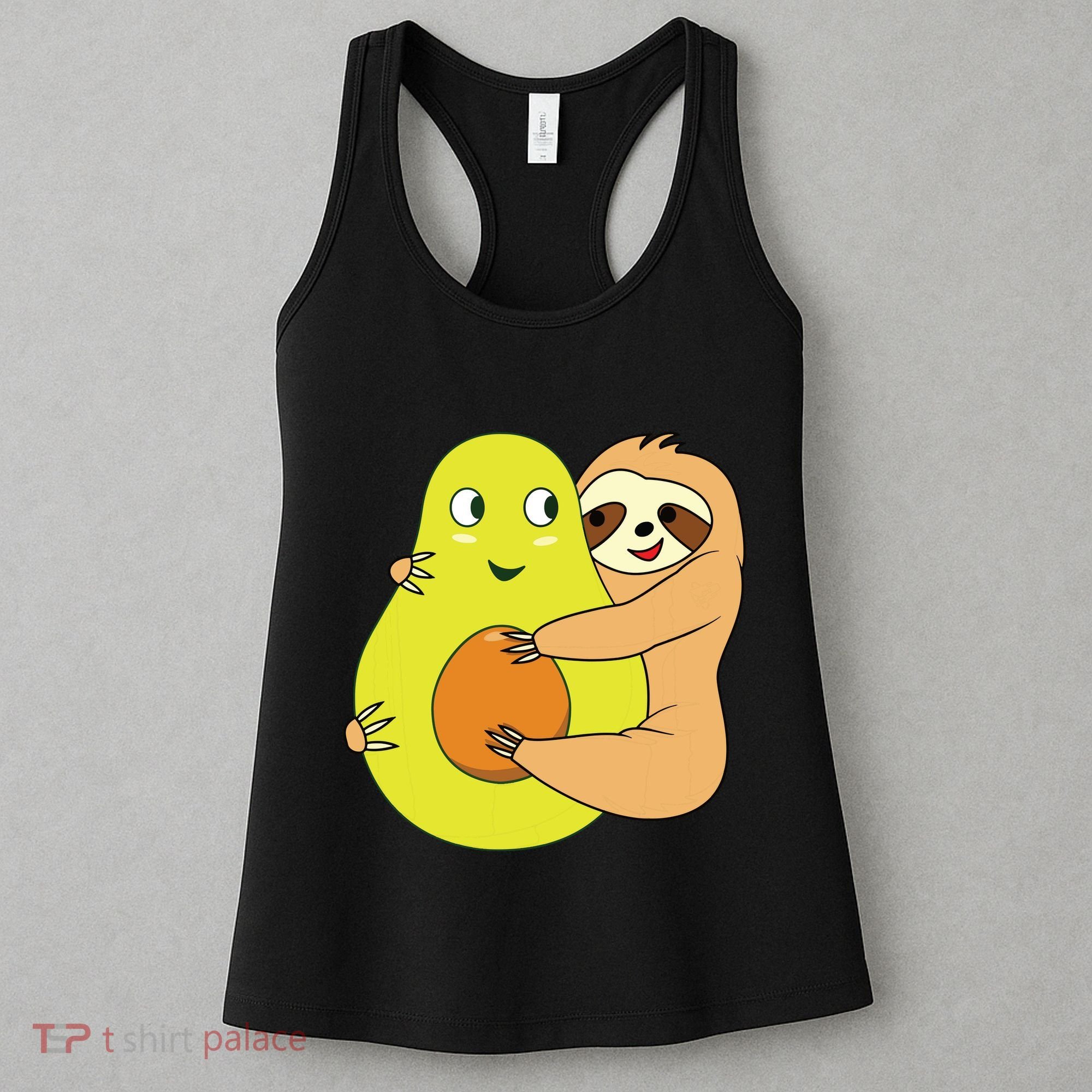Cute Lazy Sloth Animal Avocado Lover Hugging Women's Tank Top