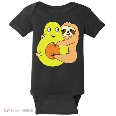 Cute Lazy Sloth Animal Avocado Lover Hugging Baby Bodysuit