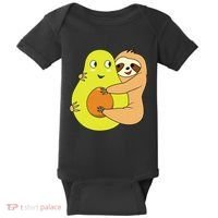 Cute Lazy Sloth Animal Avocado Lover Hugging Baby Bodysuit thumb 0