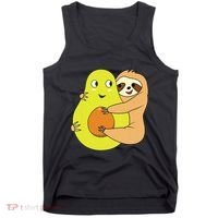 Cute Lazy Sloth Animal Avocado Lover Hugging Tank Top thumb 0