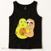 Cute Lazy Sloth Animal Avocado Lover Hugging Tank Top thumb 2