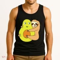 Cute Lazy Sloth Animal Avocado Lover Hugging Tank Top thumb 3