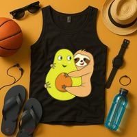 Cute Lazy Sloth Animal Avocado Lover Hugging Tank Top thumb 4