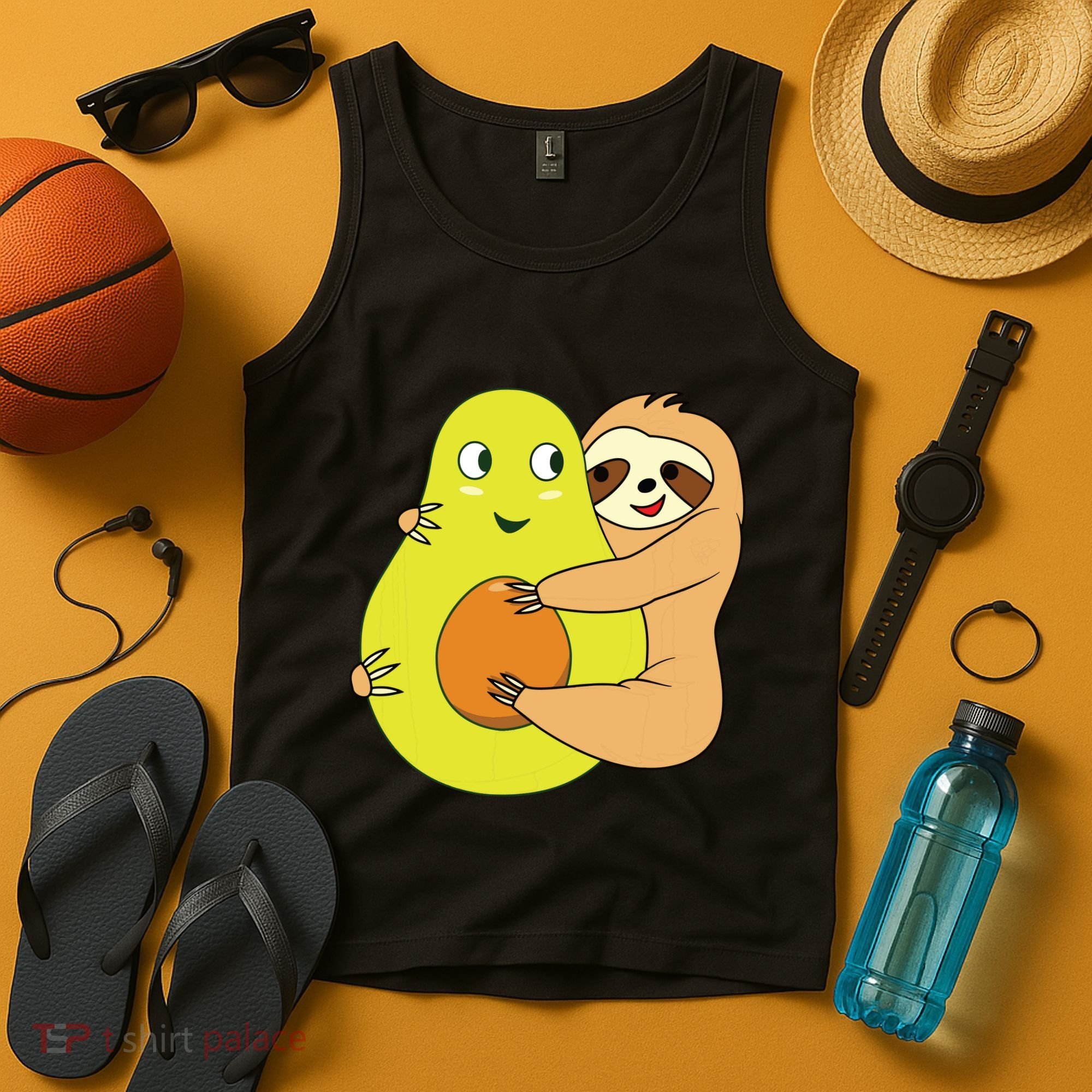 Cute Lazy Sloth Animal Avocado Lover Hugging Tank Top