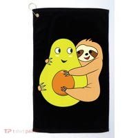 Cute Lazy Sloth Animal Avocado Lover Hugging Golf Towel thumb 0