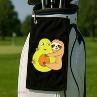 Cute Lazy Sloth Animal Avocado Lover Hugging Golf Towel thumb 2
