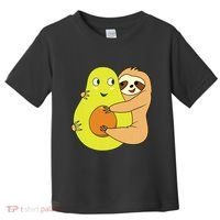 Cute Lazy Sloth Animal Avocado Lover Hugging Toddler T-Shirt thumb 0