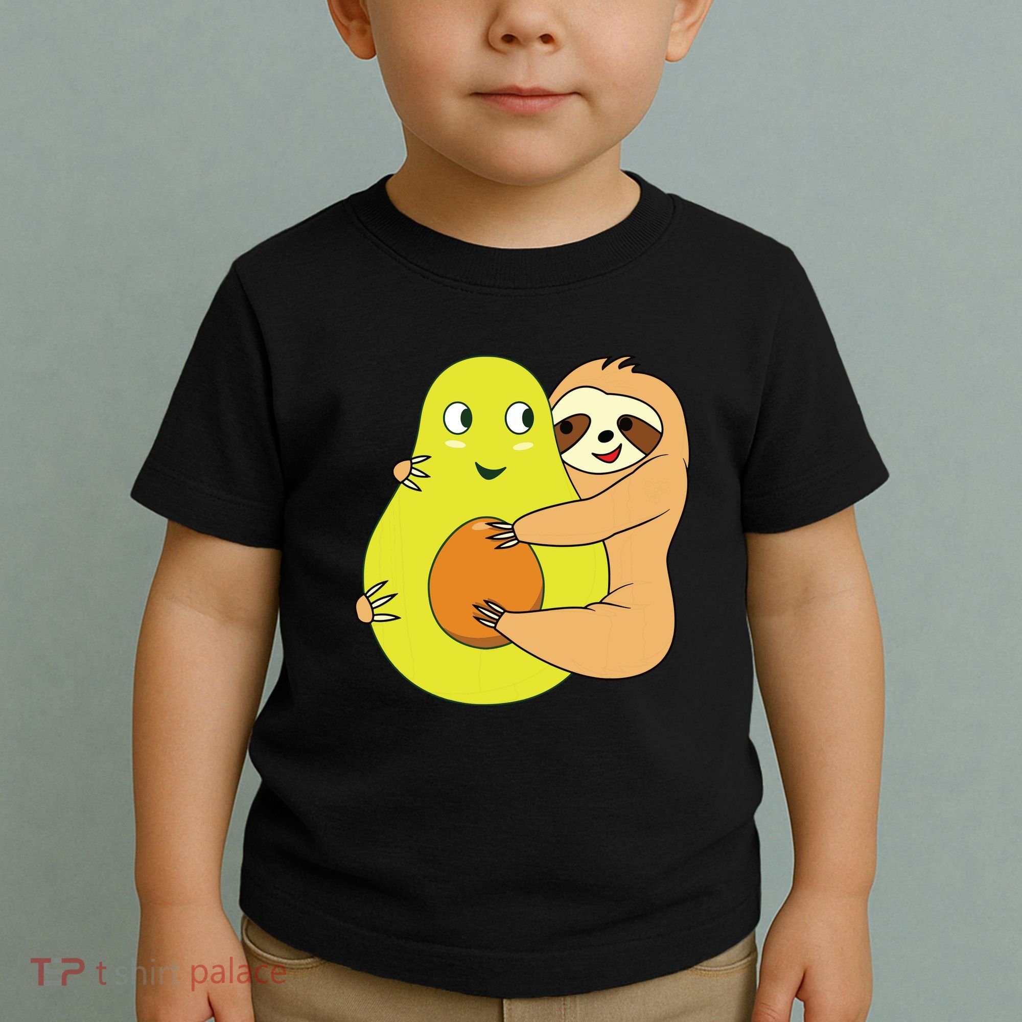 Cute Lazy Sloth Animal Avocado Lover Hugging Toddler T-Shirt