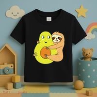 Cute Lazy Sloth Animal Avocado Lover Hugging Toddler T-Shirt thumb 3
