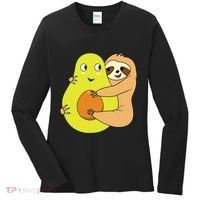Cute Lazy Sloth Animal Avocado Lover Hugging Women's Long Sleeve Shirt thumb 0