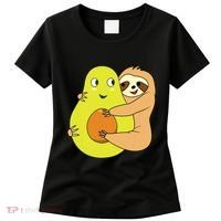 Cute Lazy Sloth Animal Avocado Lover Hugging Women's T-Shirt thumb 0