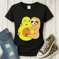 Cute Lazy Sloth Animal Avocado Lover Hugging Women's T-Shirt thumb 3