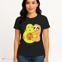 Cute Lazy Sloth Animal Avocado Lover Hugging Women's T-Shirt thumb 4