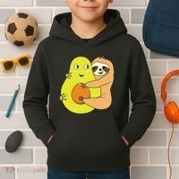 Cute Lazy Sloth Animal Avocado Lover Hugging Kids Hoodie thumb 2