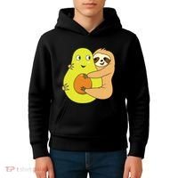 Cute Lazy Sloth Animal Avocado Lover Hugging Kids Hoodie thumb 4