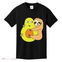 Cute Lazy Sloth Animal Avocado Lover Hugging Kids T-Shirt thumb 0