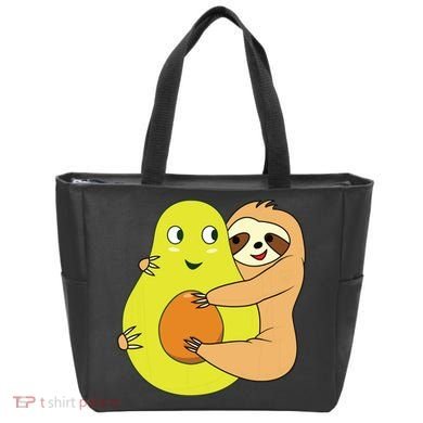 Cute Lazy Sloth Animal Avocado Lover Hugging Tote Bag