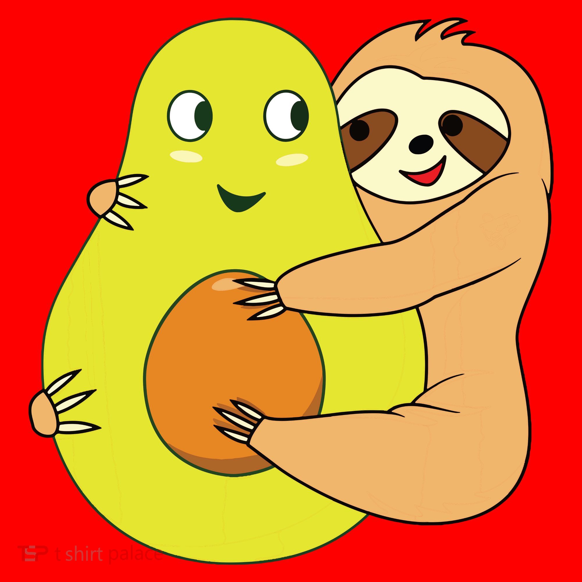 Cute Lazy Sloth Animal Avocado Lover Hugging Santa Hat