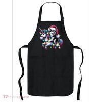 Christmas Lights Siberian Husky Dog Riding Unicorn Apron thumb 0