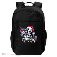 Christmas Lights Siberian Husky Dog Riding Unicorn Backpack thumb 0