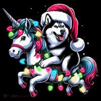 Christmas Lights Siberian Husky Dog Riding Unicorn Coffee Mug thumb 5