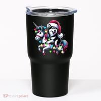 Christmas Lights Siberian Husky Dog Riding Unicorn Tumbler thumb 0