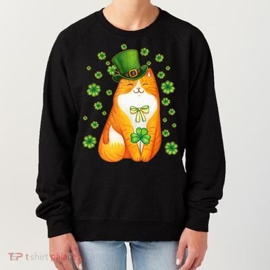Cute Lucky St PatrickS Day Orange Tabby Cat Women's Sweatshirt